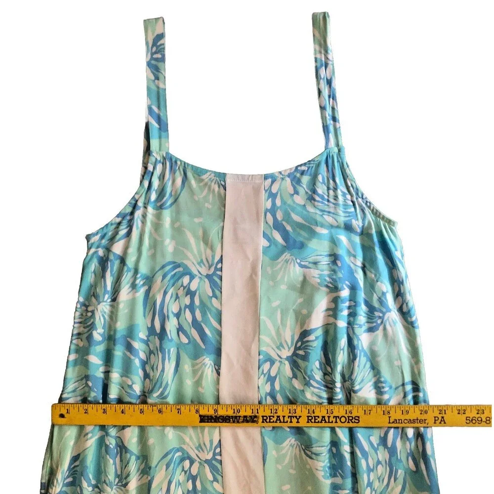 Lilibridge The Blue Tropics Midi Dress Womens S Beach Coastal Flowy Coverup NEW